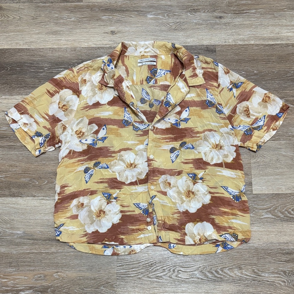 Urban Outfitters Beige and Blue Patterned Shirt